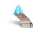 Alphabet letter A shape blocks on stack books stairs