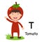 Alphabet Letter T-tomato,vector