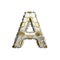 Alphabet letter A uppercase. Soccer font made of silver and gold football texture. 3D render isolated on white background.