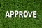 Alphabet letter in word approve on green grass background