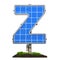 Alphabet letter Z. Solar panel in shaped of letter Z, 3D rendering