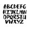 Alphabet letters. Black handwritten font drawn with liquid ink and brush.