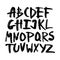 Alphabet letters.Black handwritten font drawn with liquid ink and brush.Calligraphic script
