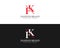 Alphabet letters FK, KF minimalist fashion brands and luxury classic serif fonts logo.