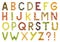 Alphabet of letters formed with fruits of varied colors. High definition for use in various projects