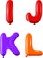 Alphabet letters IJKL colors