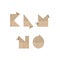 Alphabet letters K L M N O with brown origami paper