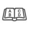 Alphabet, letters, open book icon. Gray vector graphics