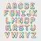 Alphabet line transparent color font style.