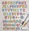 Alphabet marker colorful doodle font style.