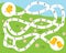 Alphabet Maze puzzle. Help chicken find way to friends. Activity for toddlers. educational children game