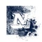 Alphabet N, grungy letter, font typography design, blue and white, ink splash grung