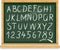 Alphabet and numbers on a blackboard