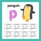 Alphabet P exercise with cartoon vocabulary