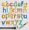 Alphabet paper cut colorful font style.