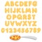 Alphabet pasta soup font. Vector illustration