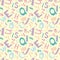Alphabet in pastel colors seamless pattern.