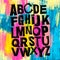 Alphabet poster, dry brush ink artistic modern calligraphy print