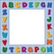 Alphabet Poster Frame, Blue Gingham Check, Copy Space