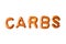 Alphabet pretzel written word CARBS isolated