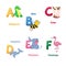 Alphabet printable flashcard letter A B C D E F. Zoo animals for english language education