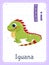 Alphabet printable flashcard with letter I and iguana animal