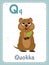 Alphabet printable flashcard with letter Q and quokka animal
