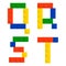 Alphabet set made of toy construction brick blocks