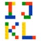 Alphabet set made of toy construction brick blocks