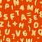 Alphabet soup latin on red seamless pattern