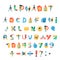 Alphabet stationery letters vector abc font alphabetic icons of office supply and school tools accessories for education