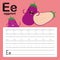 Alphabet tracing worksheet for preschool and kindergarten to improve basic writing skills, letter E, eggplant, vector, illustratio