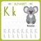 Alphabet tracing worksheet for preschool and kindergarten. Writing practice letter K. Exercises for kids