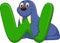 Alphabet W with Walrus cartoon