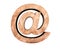 Alphabet wooden texture at email mark sign letter. 3d rendering illustration.