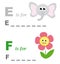 Alphabet word game: elephant and flower