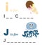 Alphabet word game: ice cream and jellyfish
