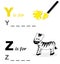 Alphabet word game: yellow and zebra