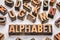 Alphabet word typography in wood type