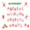 Alphabet written with red chili peppers