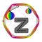 Alphabet z. Letter z gradient label. Rainbow ball sticker frame vector using shapes and pattern design.