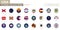 Alphabetically sorted circle flags of US States. Set of round flags