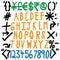 Alphabets, numbers and special characters - hand written vector