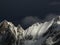 Alpi Apuane in winter with snowy peaks.  The white marble quarries are camouflaged with the white of the snow. Passo del Vestito