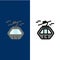 Alpine, Arctic, Canada, Gondola, Scandinavia  Icons. Flat and Line Filled Icon Set Vector Blue Background