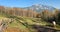 Alpine autumn mountain rural landscape