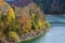 Alpine autumn .Sylvenstein Stausee lake, Germany