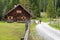 Alpine cabin and Hiker in Weisspriachtal in Lungau, Austria