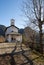 Alpine church in autumn landscape