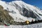 Alpine climbers base camp on hiking route, the flag of Bulgaria